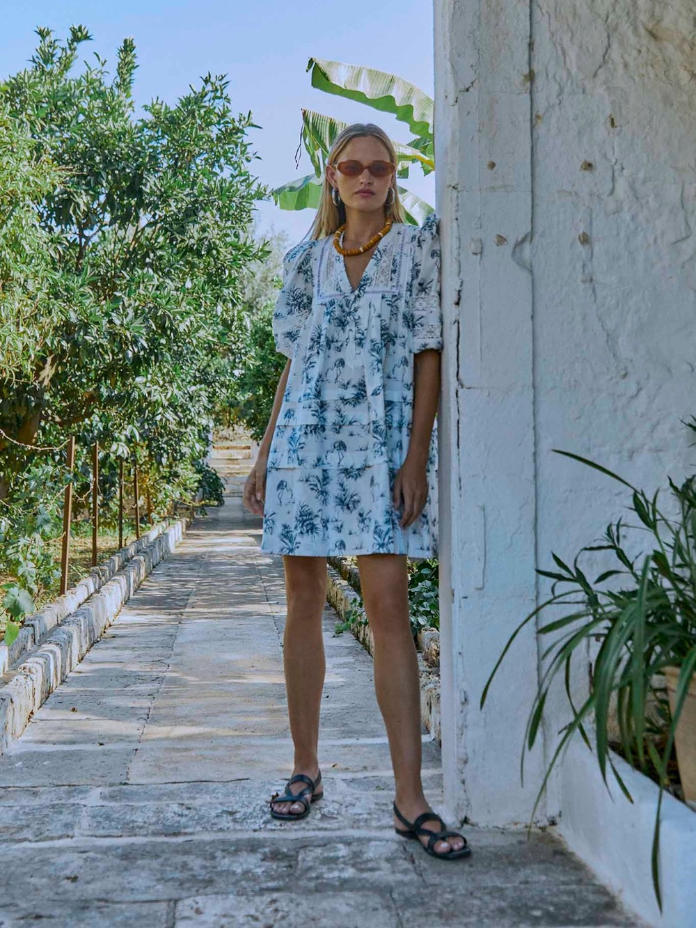 Hunter Bell Jenkins Mini Dress in Navy Flamingo Print, Size S - Picture 3 of 12